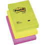 POST-IT NOTAS GRAN FORMATO NEON 102x152mm LINEAS 6-PACK FT510058